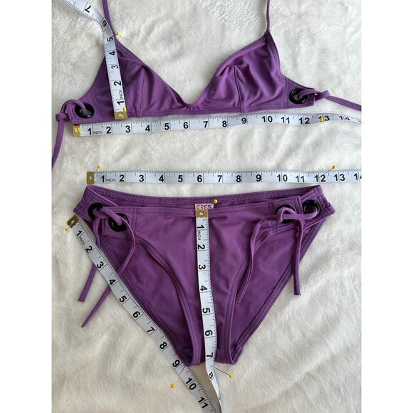 Eres Bikini Set Tie Triangle Top & Hipster Bottoms 38 FR US 6 EUC Purple Orchid - Picture 4 of 10
